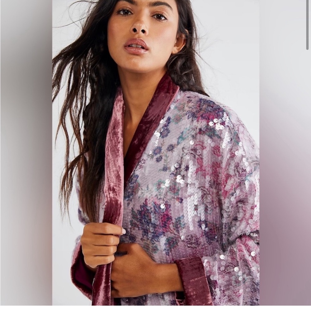 Free People Pink Satin Robe Intimates